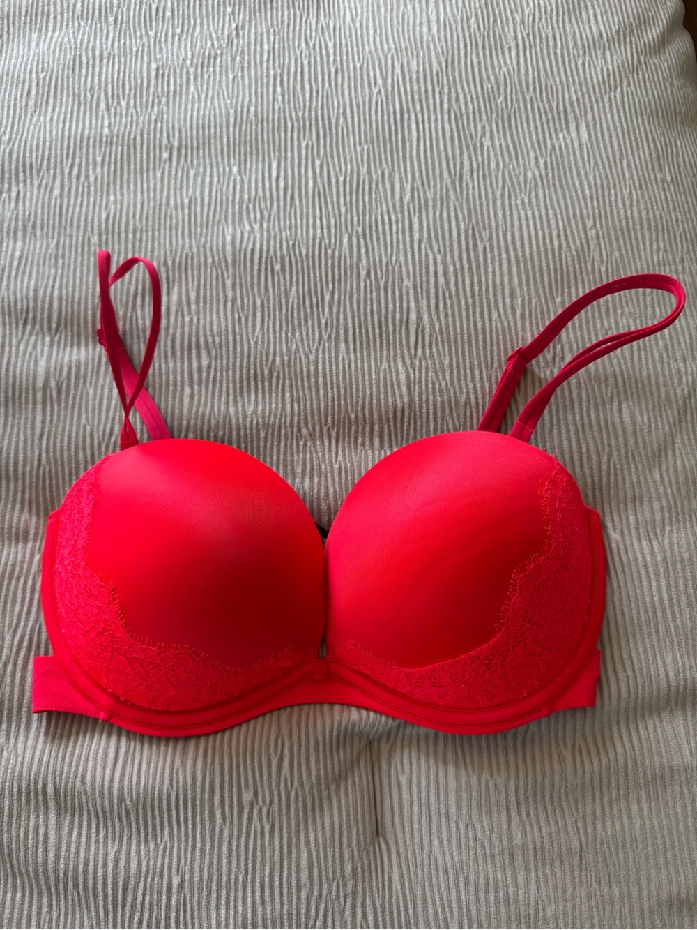 Victoria's Secret Hot Pink Lace-Accent Push-Up Bra